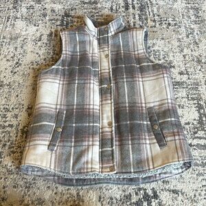 Pink and gray plaid vest